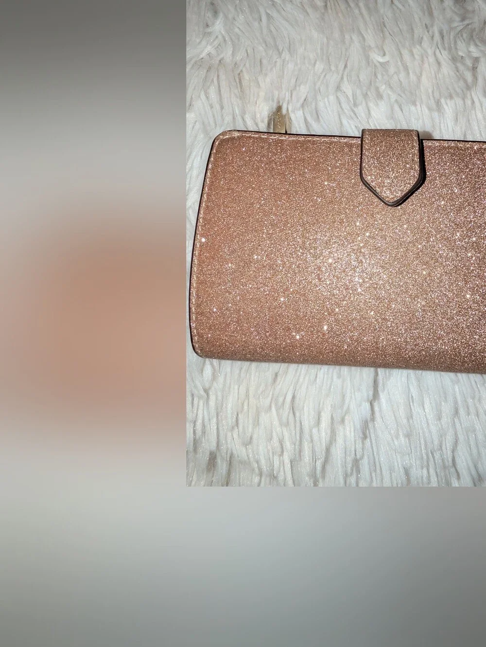 Kate Spade Medium Bifold Glitter Wallet Rose Gold VGC